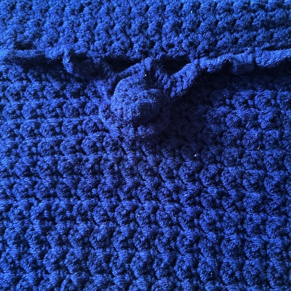 Hand Crafted Patriotic Knit Throw Pillow Cover 18 x 18 Crochet Blue White Stars - Picture 8 of 13